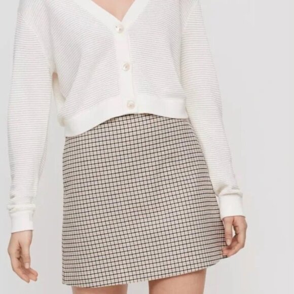 Wilfred Renee Skirt Women 8 Plaid Beige Mini Classiccore Academia Preppy - Picture 6 of 6